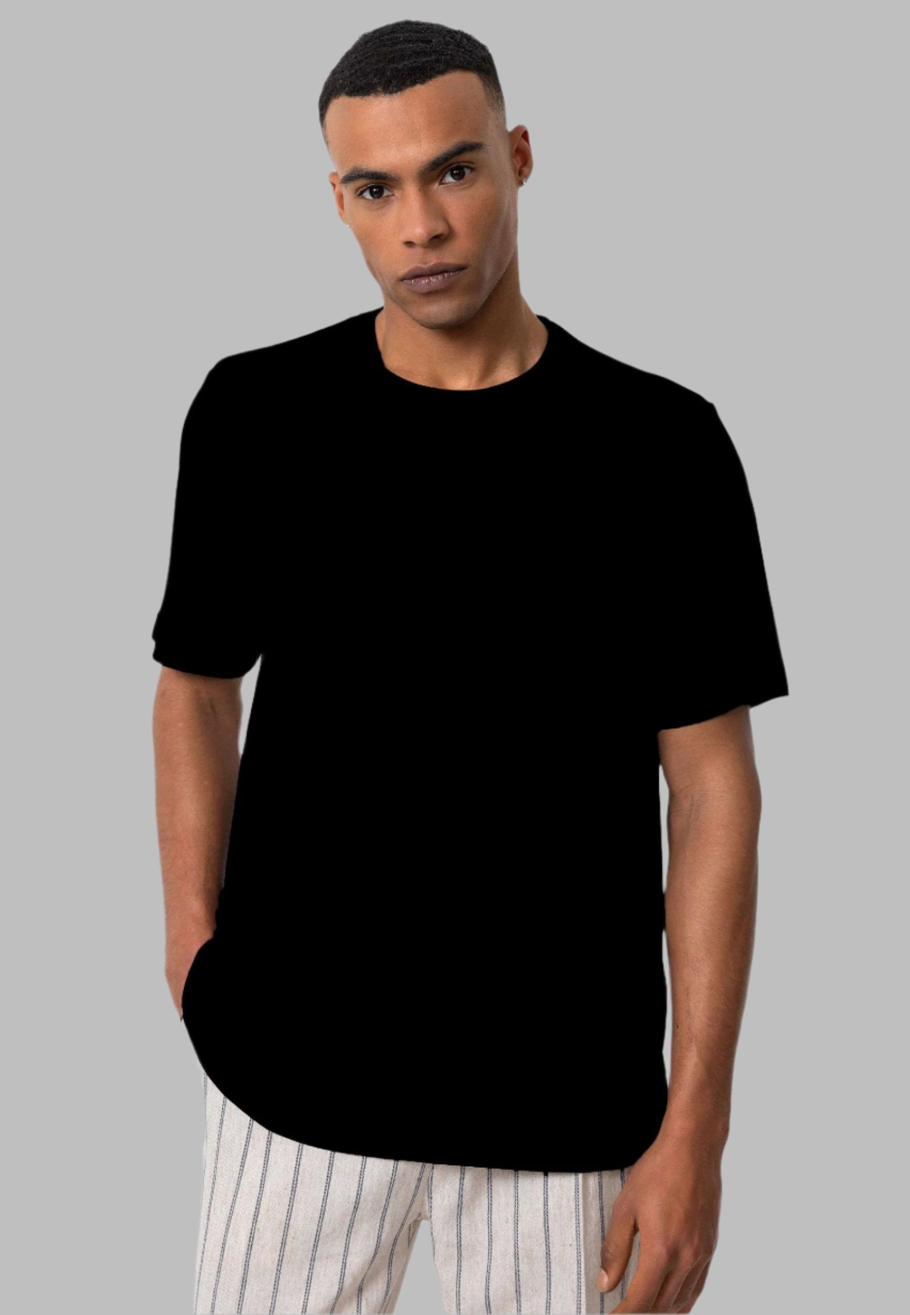 Camiseta negra cuello v hombre online