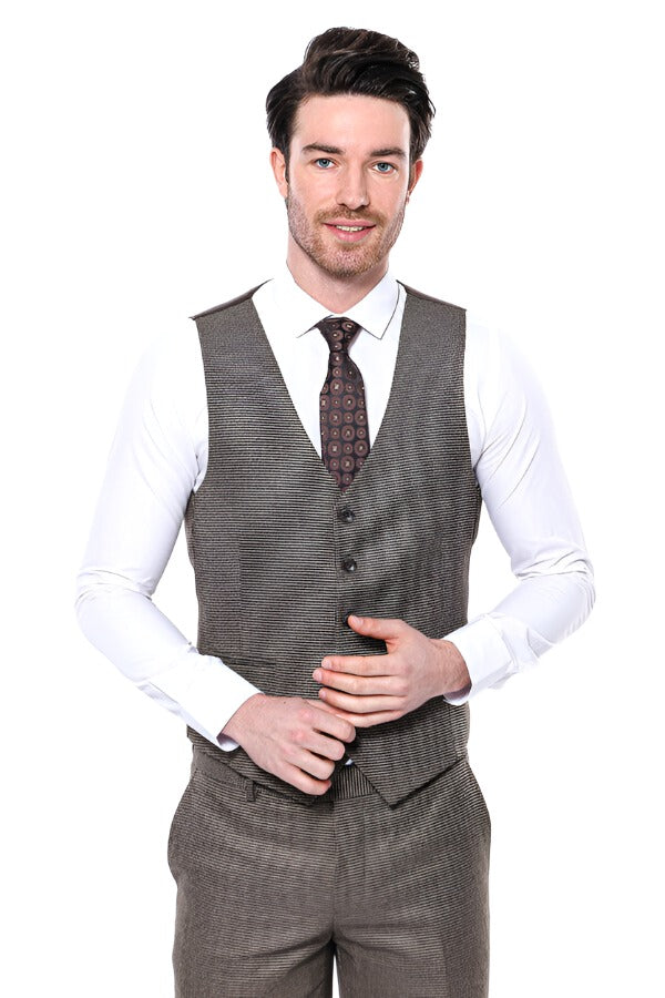 4 Colour 】New Men's V-neck Knitted Vest Business Plaid Pattern Sweater Vest  for Men