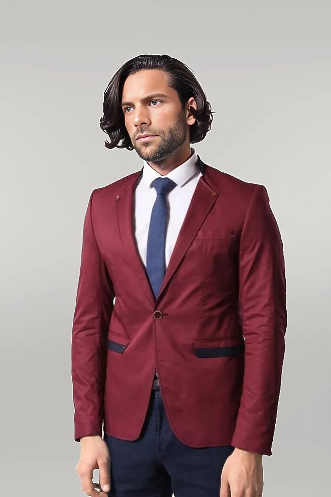 Burgundy blazer men online