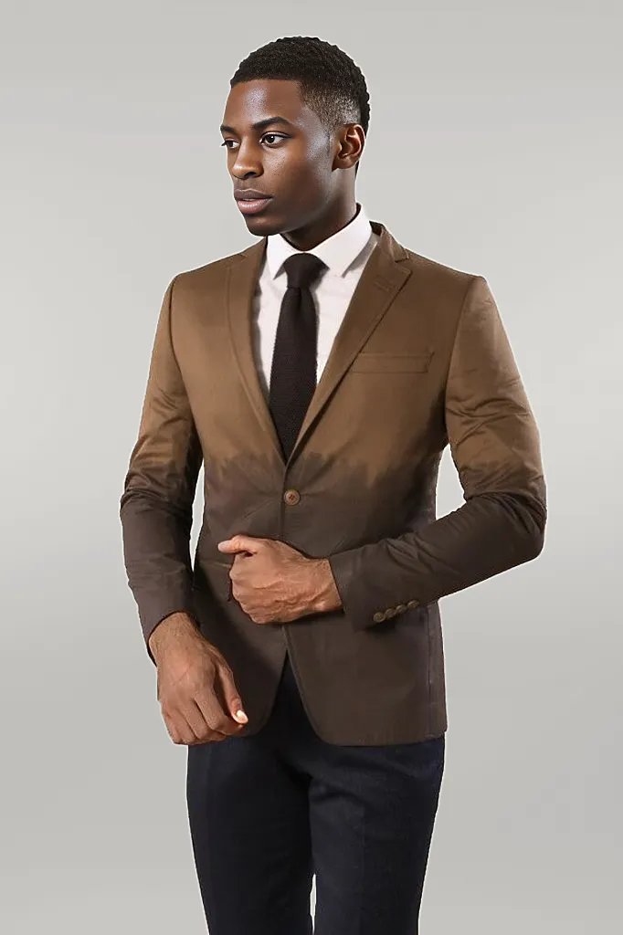 Houndstooth Pattern Wool Light Brown Men Blazer - Wessi