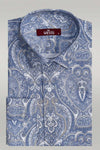 Camisa Hombre Damasco Slim Fit Manga Larga Azul - Wessi