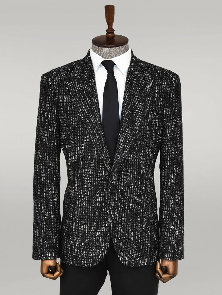 Slim Fit Patterned Sport Black Men Blazer - Wessi