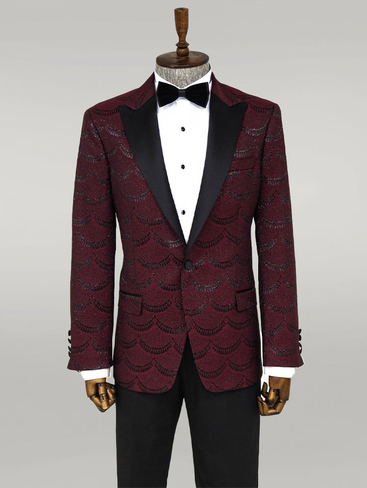 Blazer de graduación para hombre estampado slim fit burdeos - Wessi