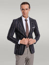 Blazer Slim Fit Rayas Gris Oscuro - Wessi