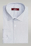 Camisa Hombre Estampado Pata De Gallo Slim Fit Blanca - Wessi