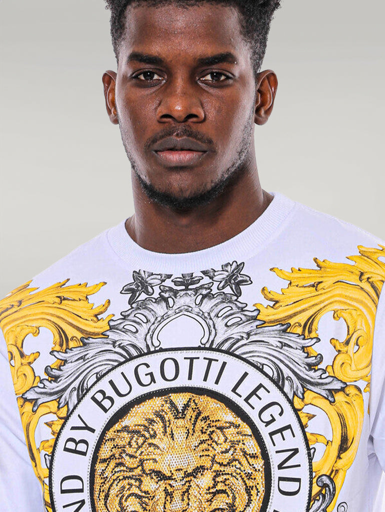 Sweat Blanc Coupe Slim à Motif Lion - Wessi