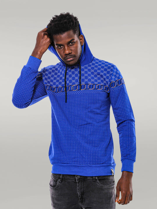 Patterned Slim Fit Indigo Blue Sweatshirt - Wessi