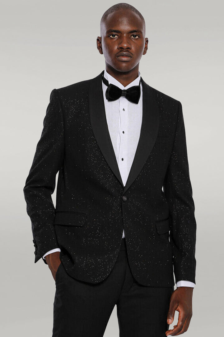 Blazer de soirée noir à revers châle pour hommes - Wessi