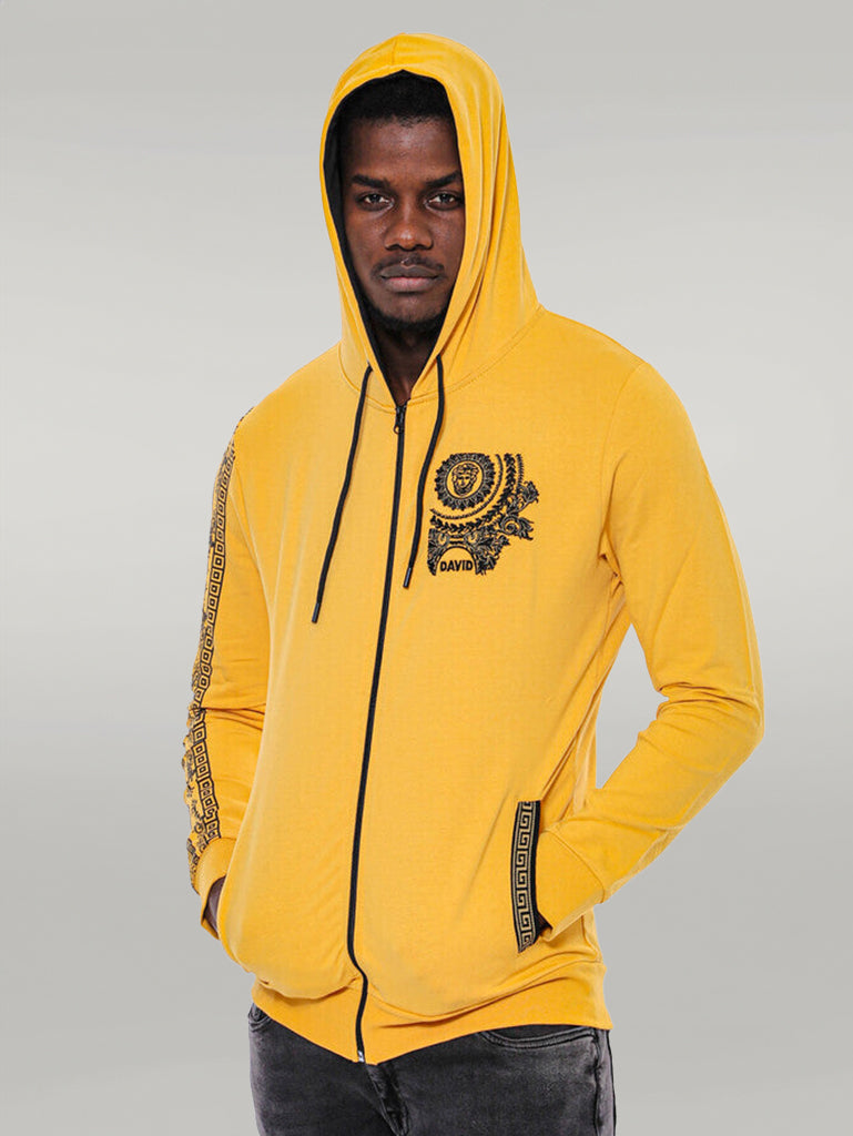 Sweat Jaune Zippé à Capuche à Motifs - Wessi