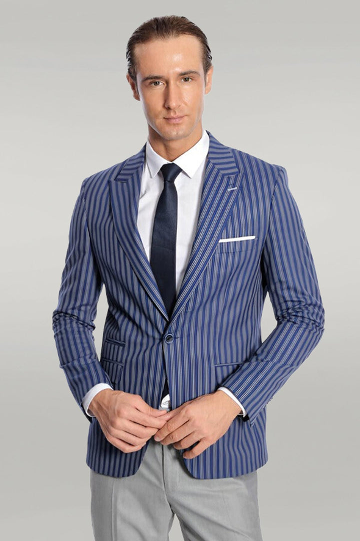 Blazer Slim à rayures bleu - Wessi