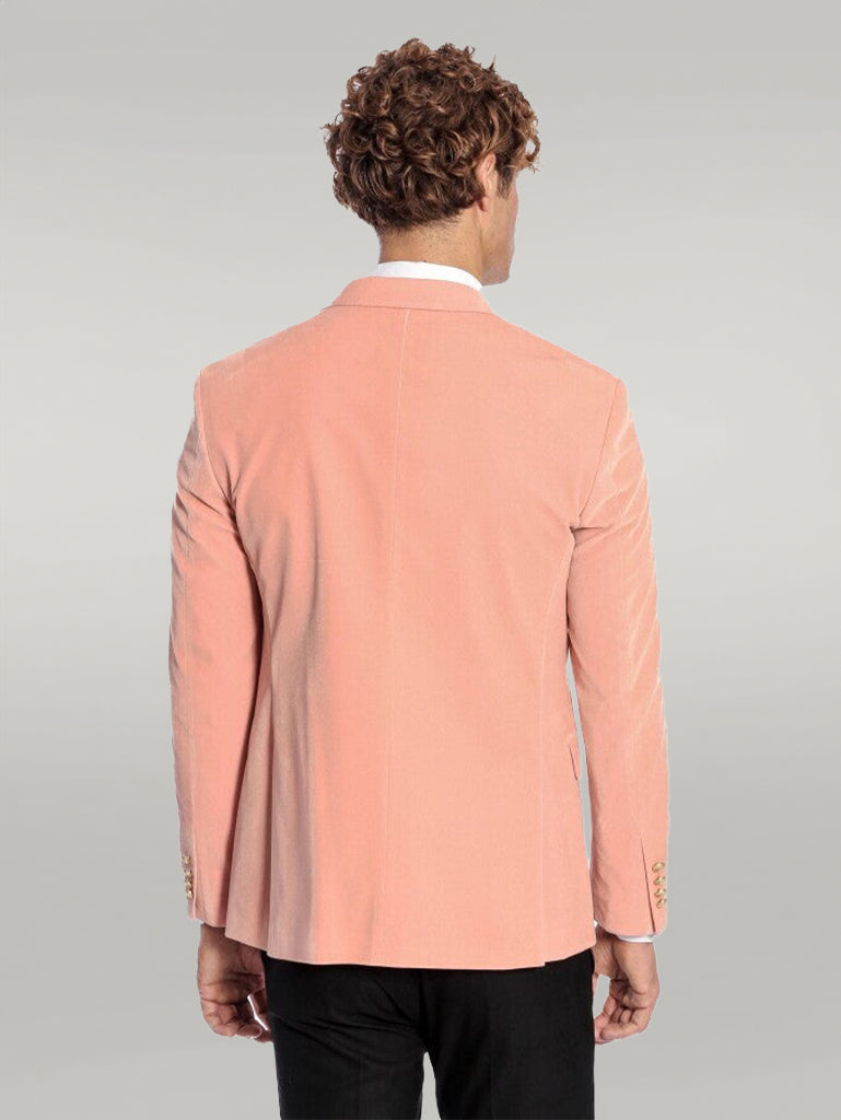 Blazer Hombre Terciopelo Rosa Solapa Ancha - Wessi