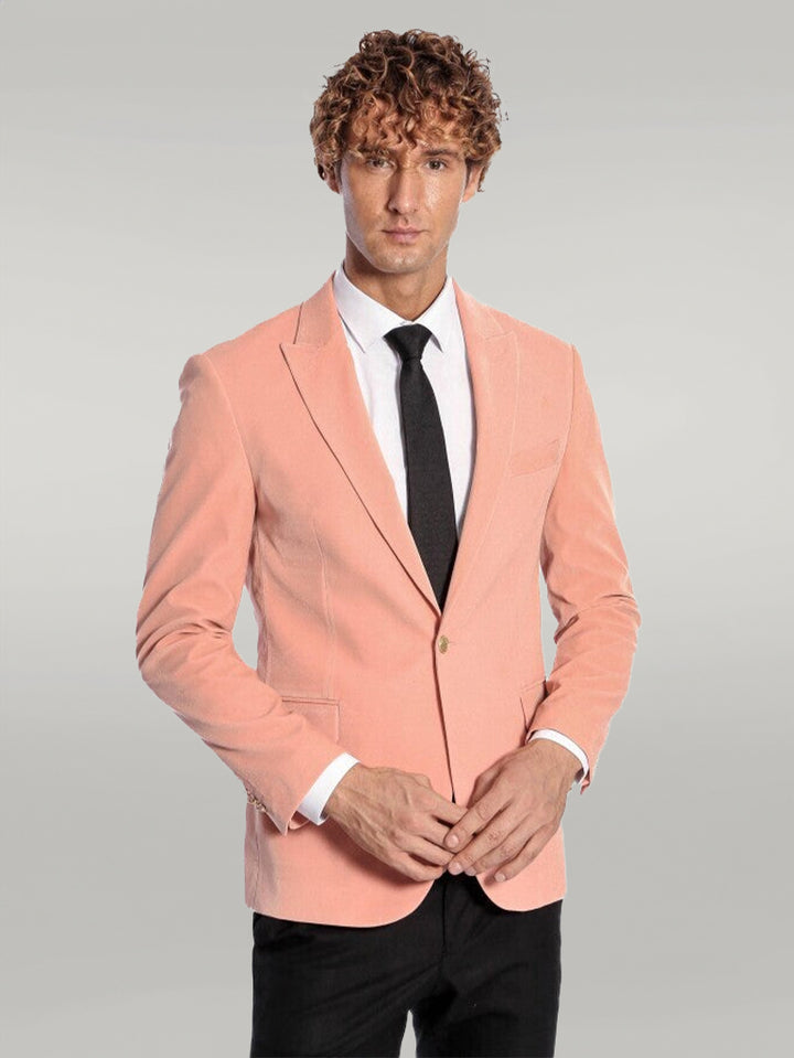 Blazer Hombre Terciopelo Rosa Solapa Ancha - Wessi