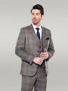 Plaid Slim-Fit Brown Men Blazer - Wessi