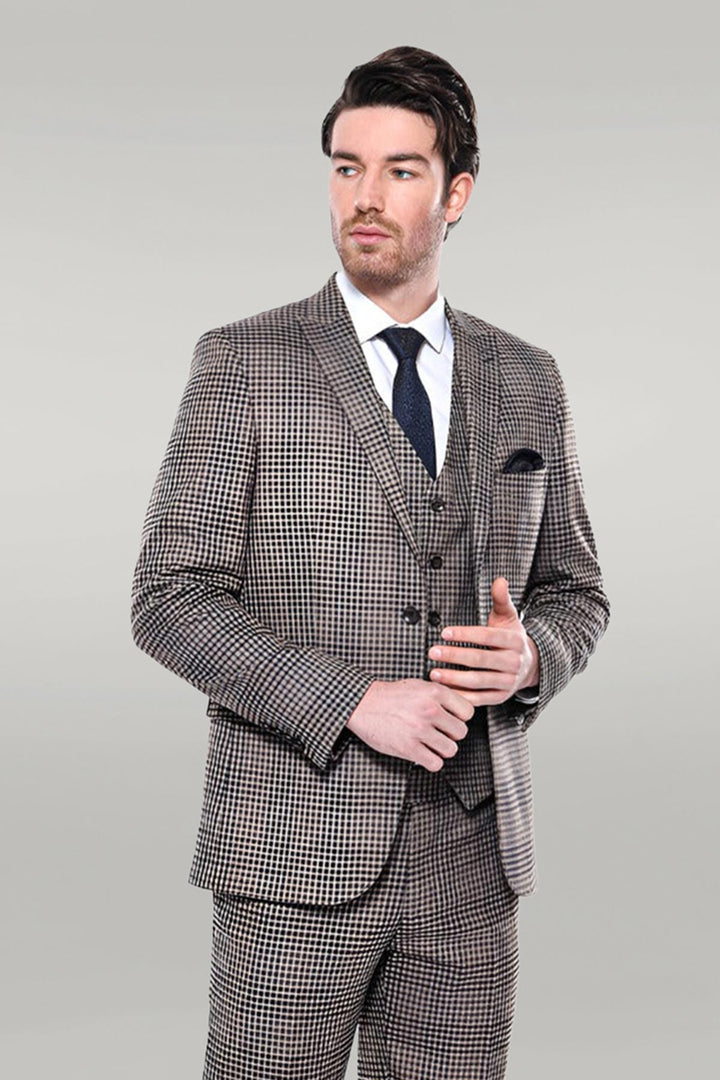 Blazer Slim Fit à carreaux marron pour homme - Wessi