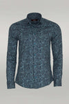 Bloom Patterned Green Slim Fit Shirt - Wessi