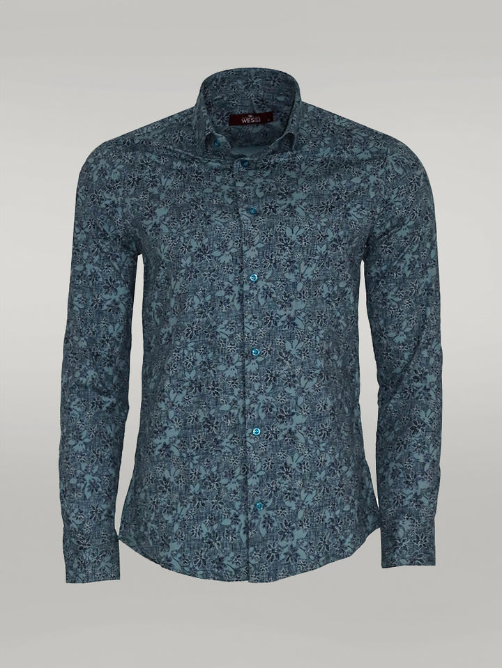 Chemise Slim Fit Verte à Motifs Bloom - Wessi