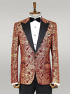 Blazer de fiesta Paisley con solapa de pico Burdeos para hombre - Wessi