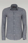 Houndstooth Pattern Navy Blue Men Shirt - Wessi