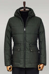 Slim Fit Hooded Green Men Coat - Wessi