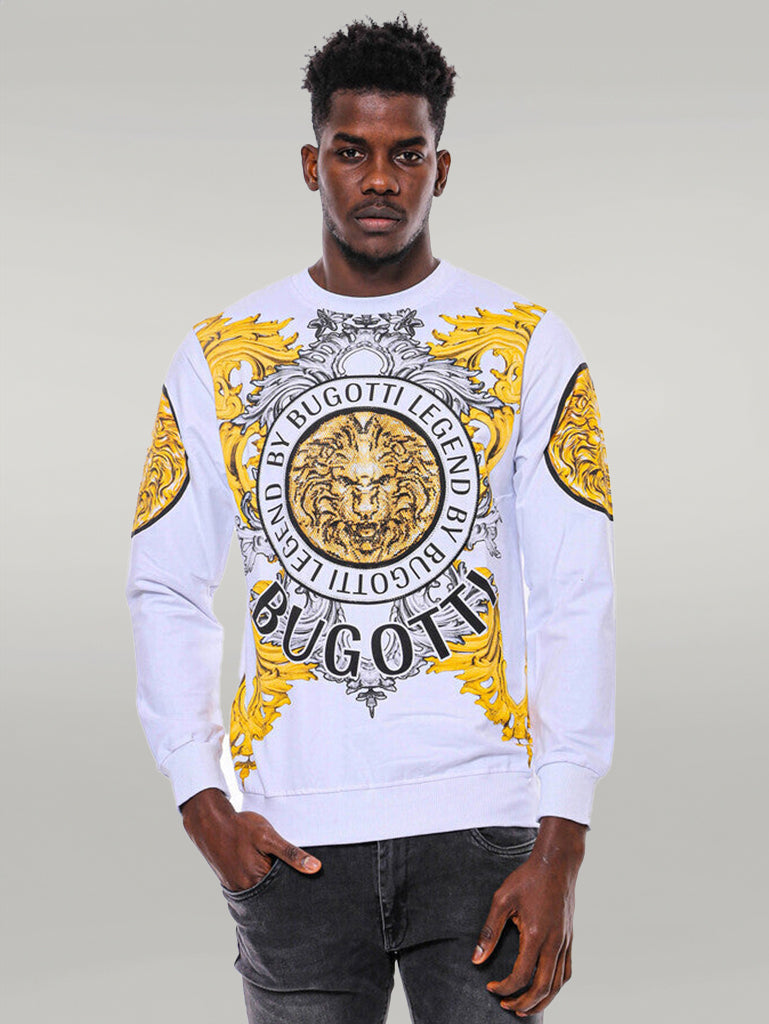 Sweat Blanc Coupe Slim à Motif Lion - Wessi