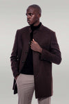 Mandarin Collar Brown Cachet Coat - Wessi