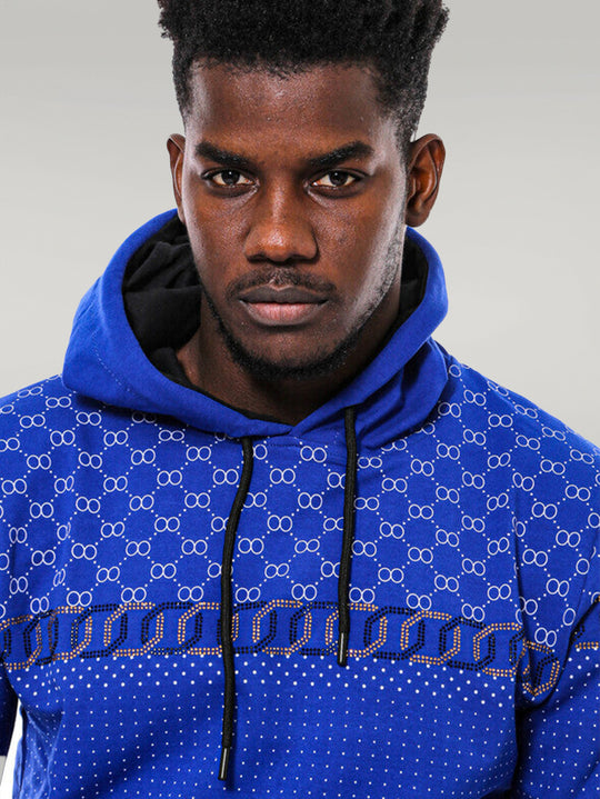 Patterned Slim Fit Indigo Blue Sweatshirt - Wessi