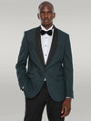 Green Shawl Lapel Sparkly Tuxedo Jacket - Wessi