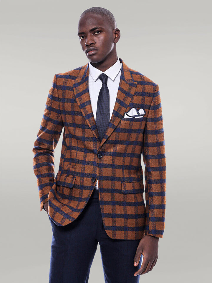 Checked Tawny Slim-Fit Blazer - Wessi