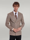 Striped Double Breasted Light Brown Men Blazer - Wessi