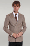 Blazer Hombre Rayas Cruzada Marrón Claro - Wessi