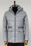 Slim Fit Hooded Grey Men Coat - Wessi