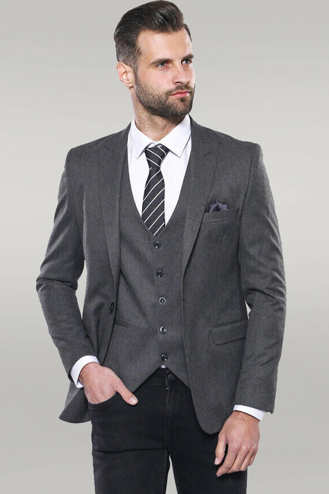 Ensemble blazer et gilet gris uni | Wess