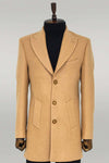 Wide Lapel Wool Cream Men Coat - Wessi