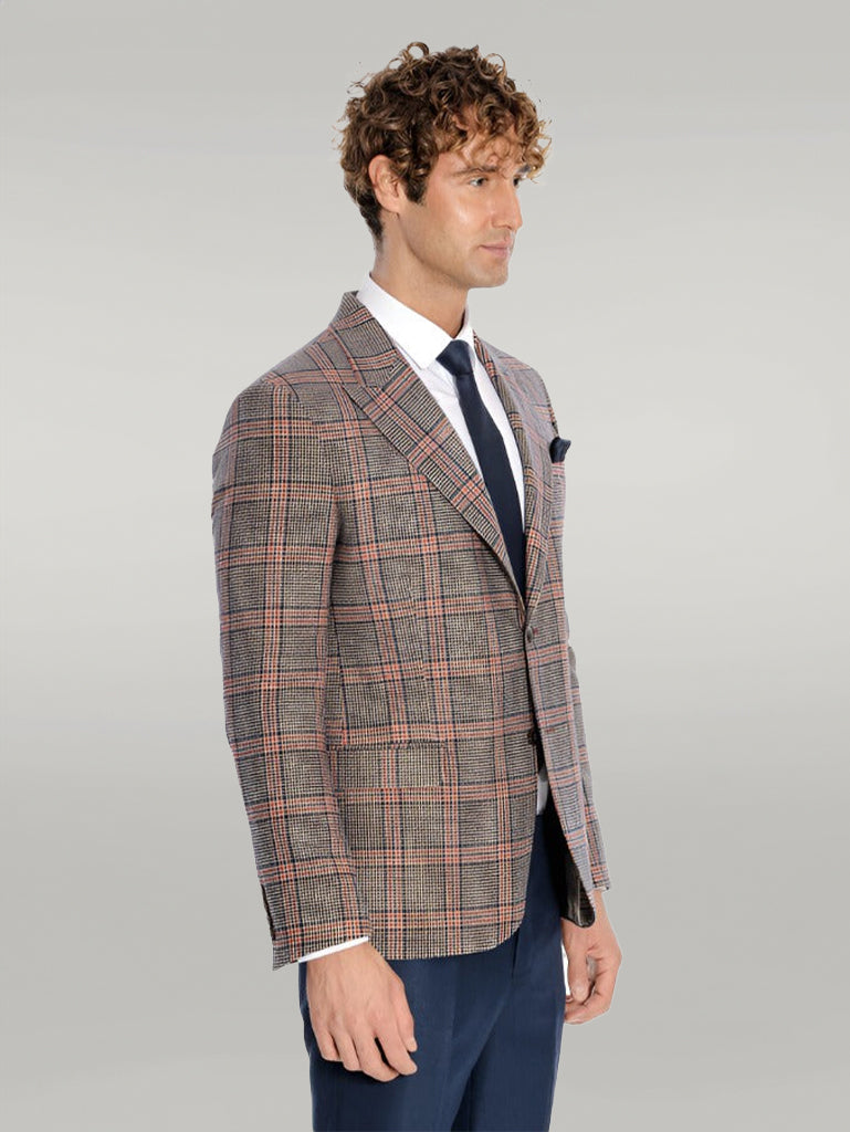 Blazer Hombre Lana Cuadros Azul Marino - Wessi