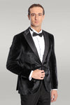 Velvet Slim Fit Black Men Tuxedo Jacket - Wessi