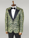 Blazer de fiesta para hombre Paisley con solapa de pico verde - Wessi