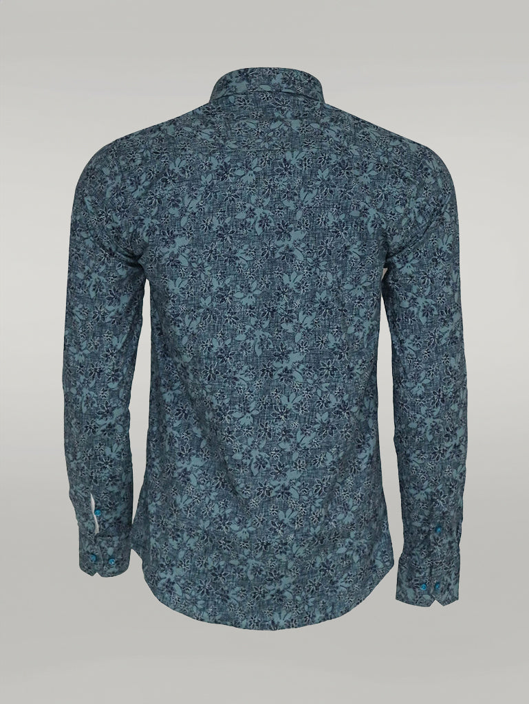 Chemise Slim Fit Verte à Motifs Bloom - Wessi