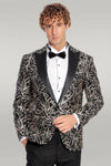 Sparkling Ivy Patterned Slim Fit Black Men Dinner Jacket - Wessi