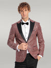 Flower Embroidered Pattern Burgundy Men Prom Blazer - Wessi