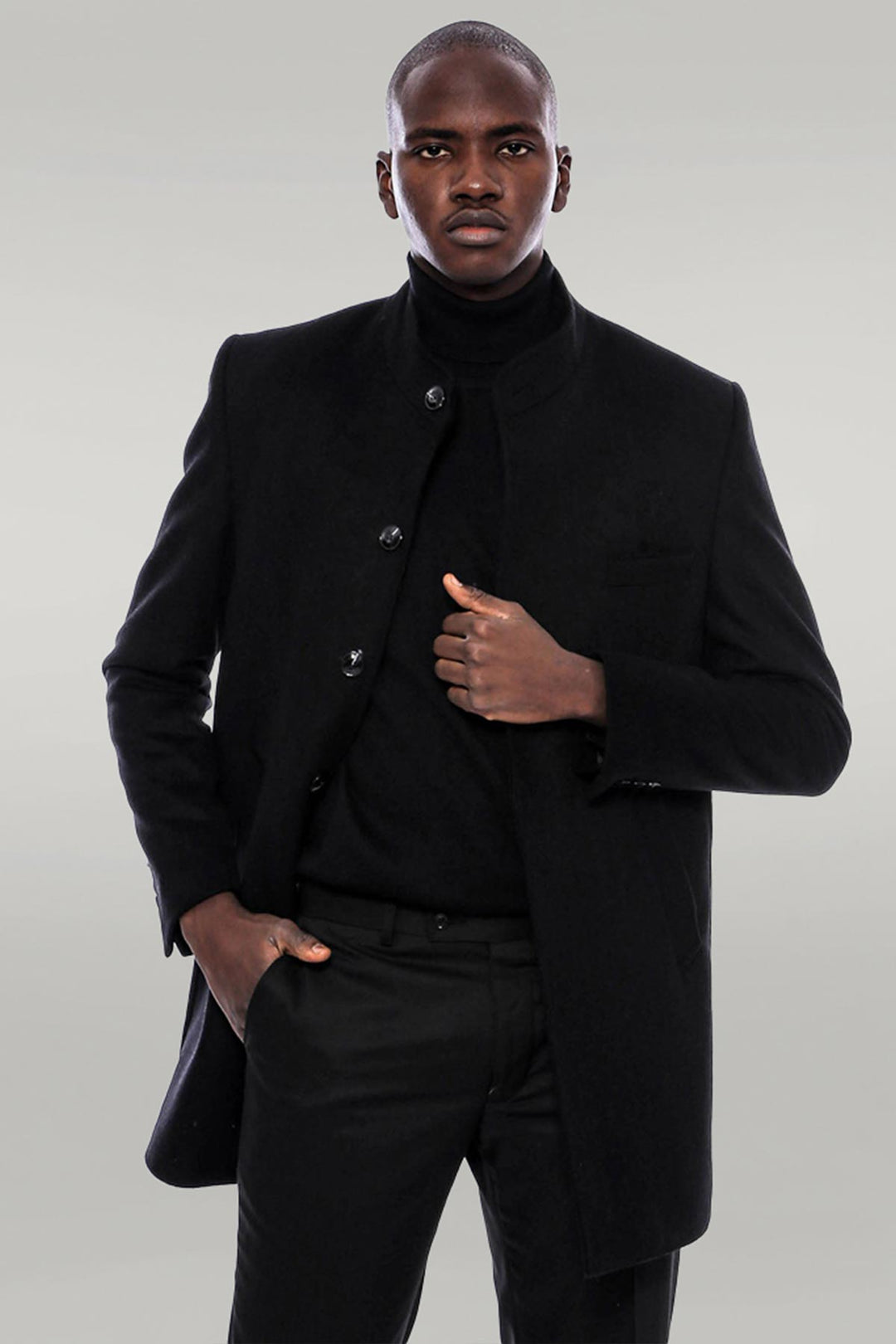 Mandarin Collar Men's Long Coat | Wessi