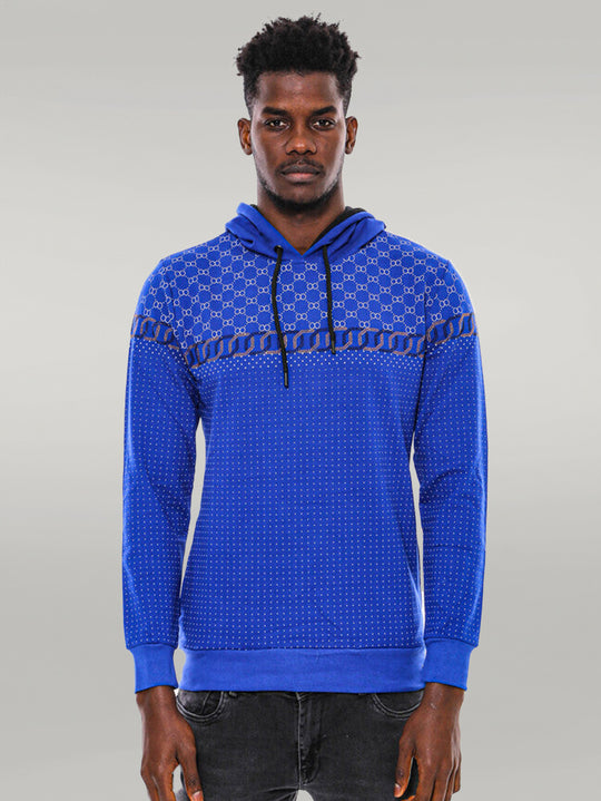 Patterned Slim Fit Indigo Blue Sweatshirt - Wessi