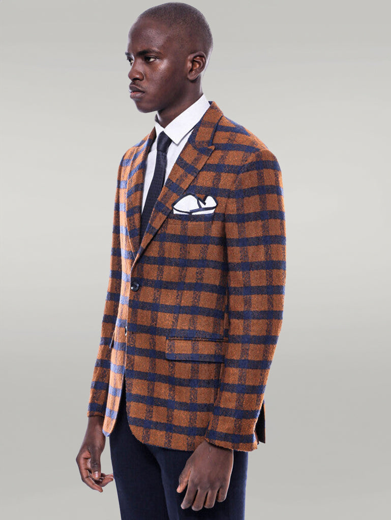 Checked Tawny Slim-Fit Blazer - Wessi