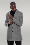 Peak Lapel Grey Men Short Coat - Wessi