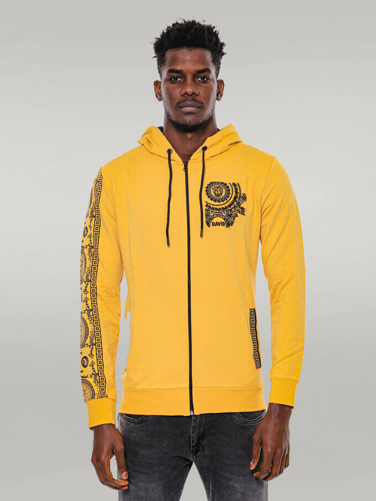 Sweat Jaune Zippé à Capuche à Motifs - Wessi