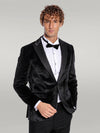 Blazer de graduación para hombre Sparkle Slim Fit de terciopelo negro - Wessi