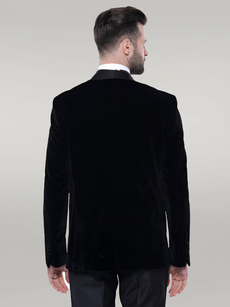 Blazer negro de terciopelo liso | wess