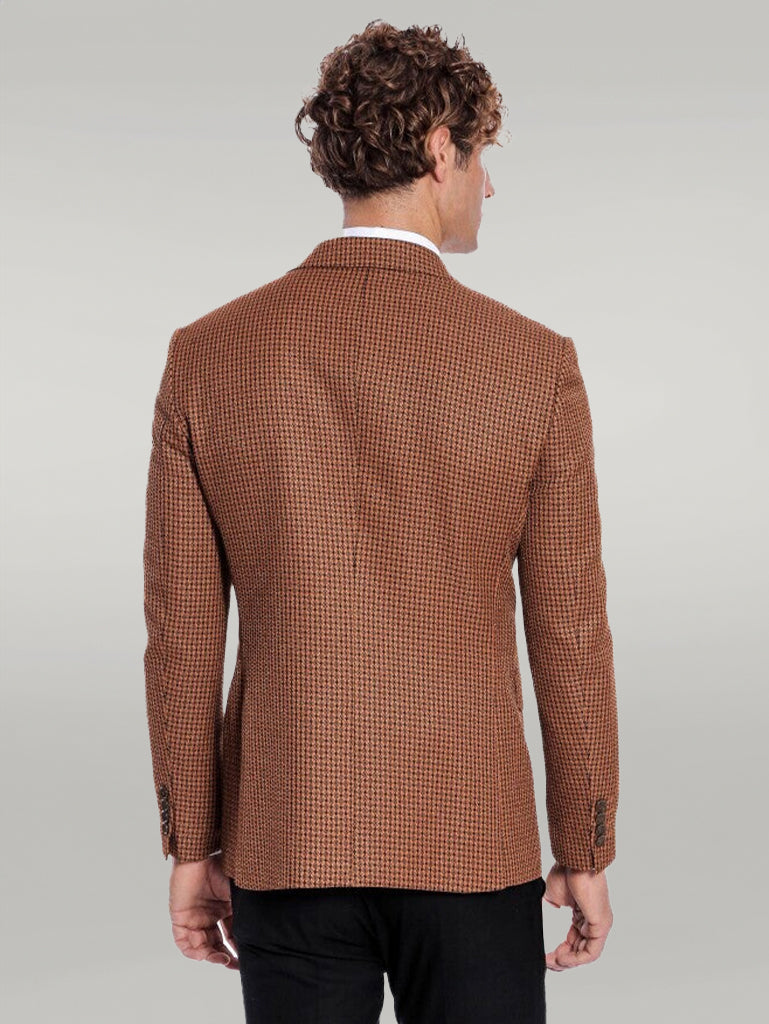 Blazer Cruzado Tawny Estampado Pata De Gallo Para Hombre - Wessi