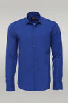 Plain Long Sleeves Indigo Blue Men Shirt - Wessi