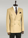 Blazer de hombre color crema con doble botonadura y corte slim a rayas - Wessi