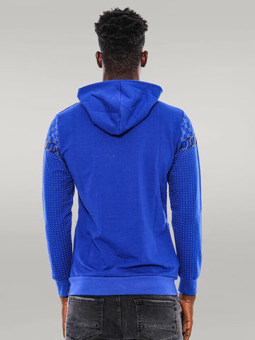 Patterned Slim Fit Indigo Blue Sweatshirt - Wessi